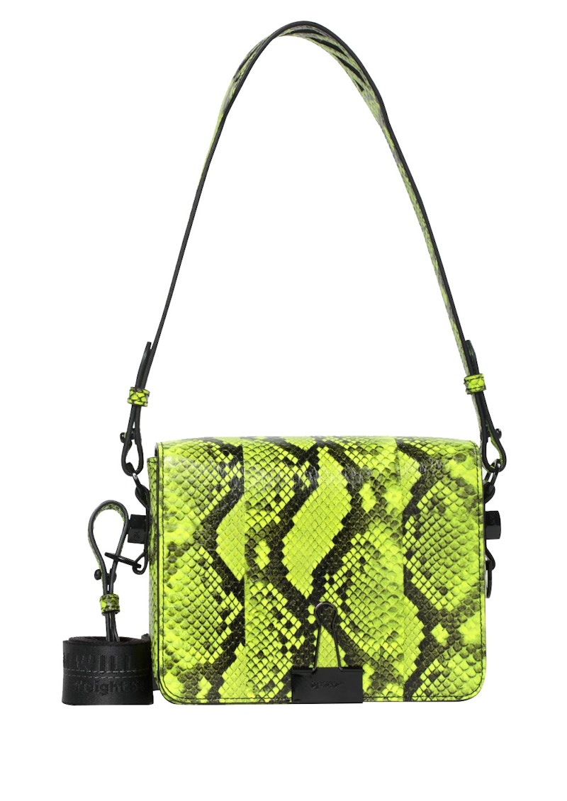 OFF-WHITE Binder Clip Bag Python Fluo Yellow
