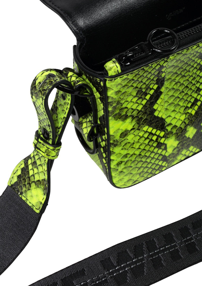 OFF-WHITE Binder Clip Bag Python Mini Fluo Yellow