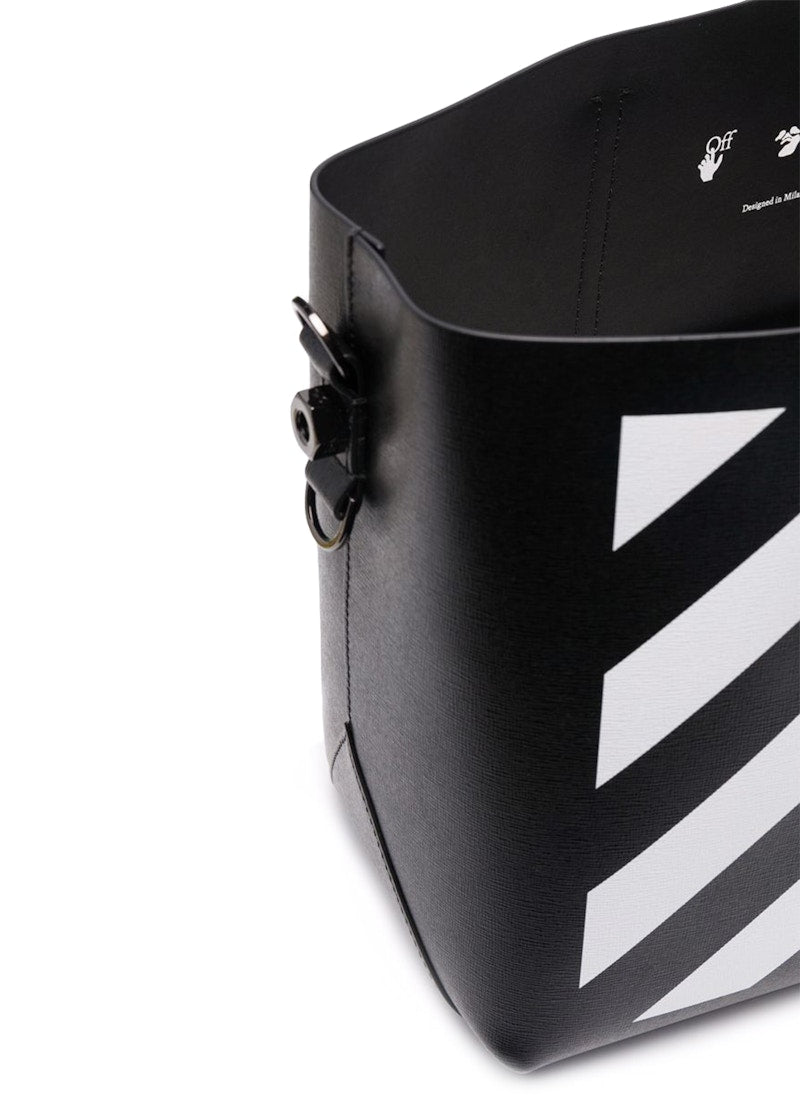 OFF-WHITE Binder Clip Tote Bag SS22 Diag Stripe Black White Yellow