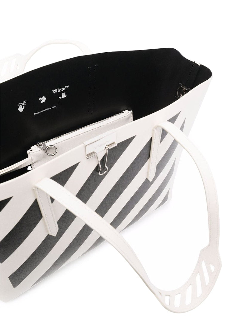 OFF-WHITE Binder Clip Tote Bag SS22 Diag Stripe White Black Yellow