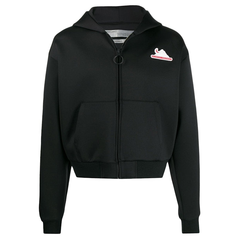 OFF-WHITE Black Hooded Scuba Zip Up Hoodie Black/Black
