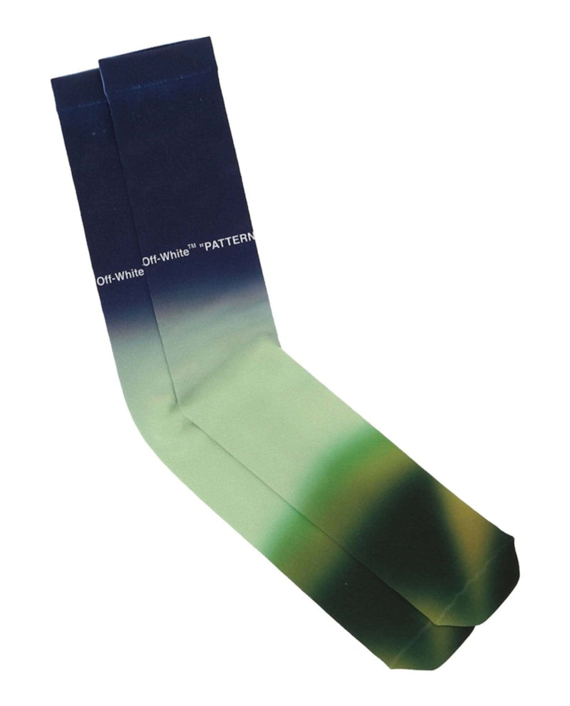 OFF-WHITE Blurred Logo Long Socks Green/White