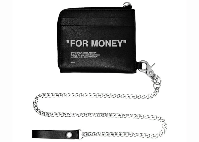 OFF-WHITE Bold Quote Chain Wallet "FOR MONEY" Black