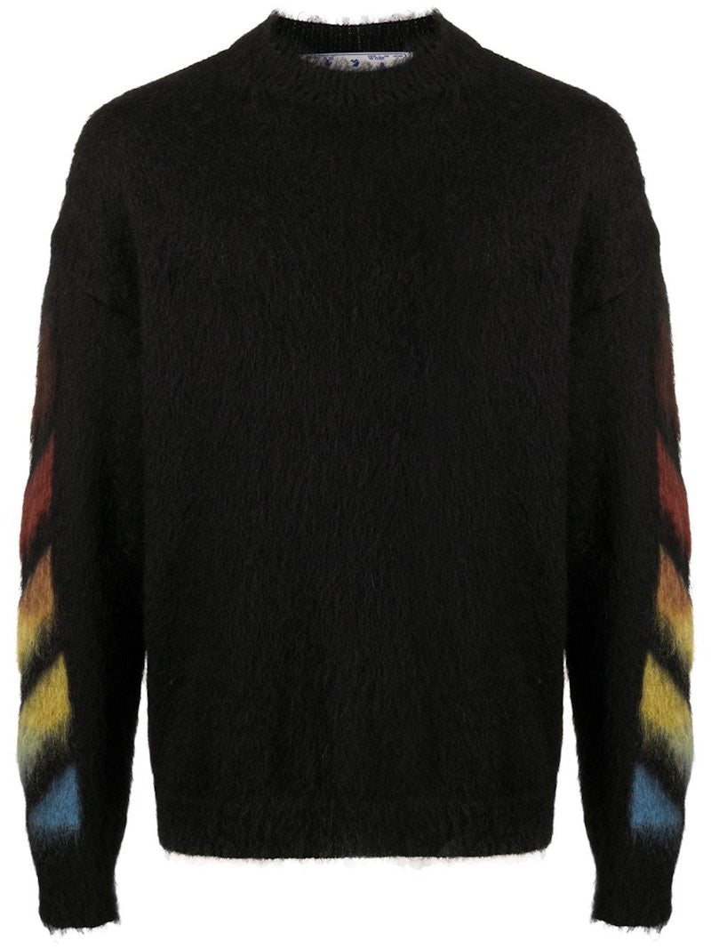 OFF-WHITE Brushed Mohair Diag Stencil Arrows Knit Sweater Black/Rainbow