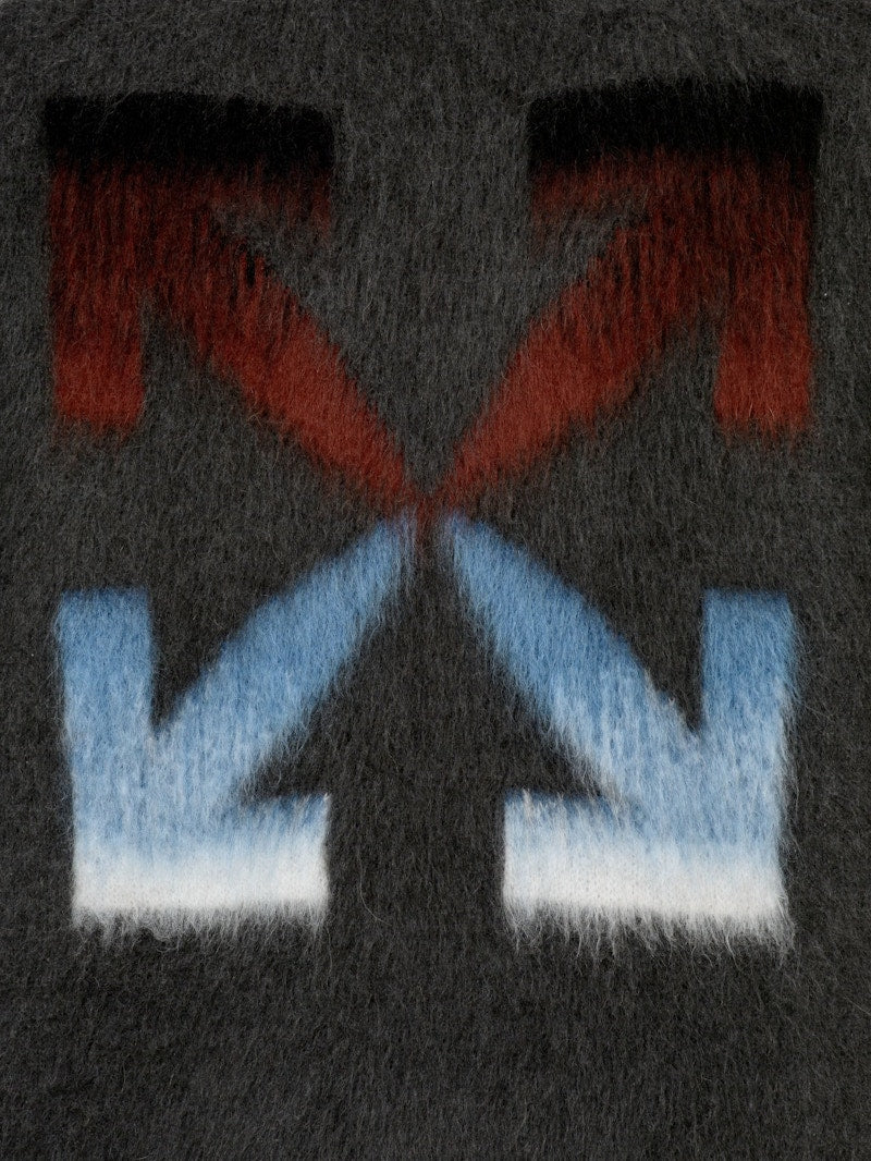 OFF-WHITE Brushed Mohair Diag Stencil Arrows Knit Sweater Grey/Rainbow