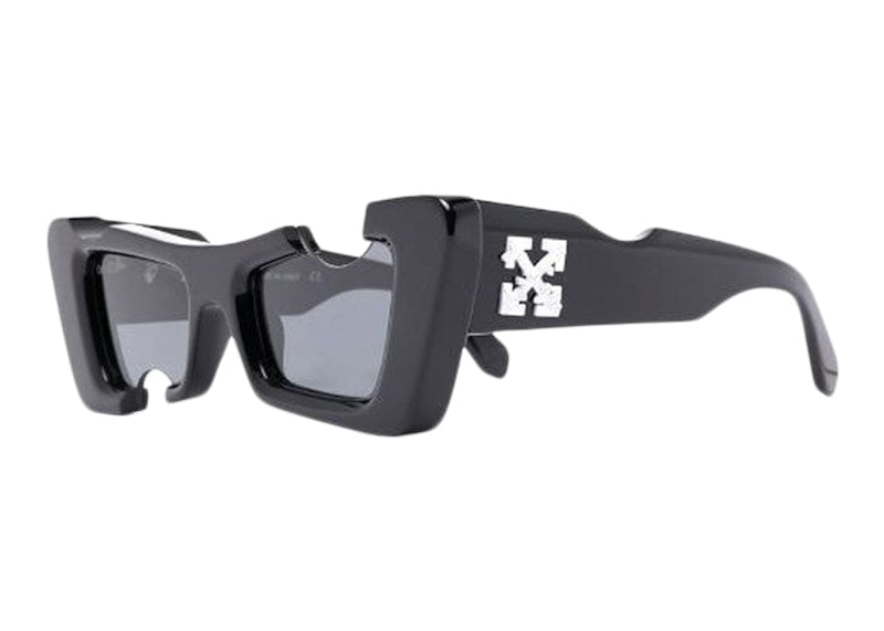 OFF-WHITE Cannes Cut-Out Cat-Eye Sunglasses Black/Grey (OERI021S22PLA0011007)