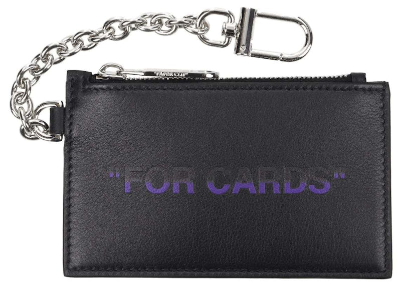 OFF-WHITE Card Case Quote Key Ring Black/Violet