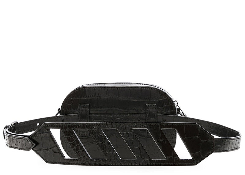 OFF-WHITE Cocco Camera Bag Crocodile Embossed Leather Black