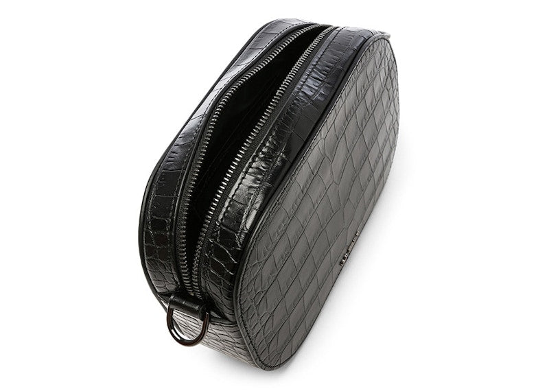OFF-WHITE Cocco Camera Bag Crocodile Embossed Leather Black