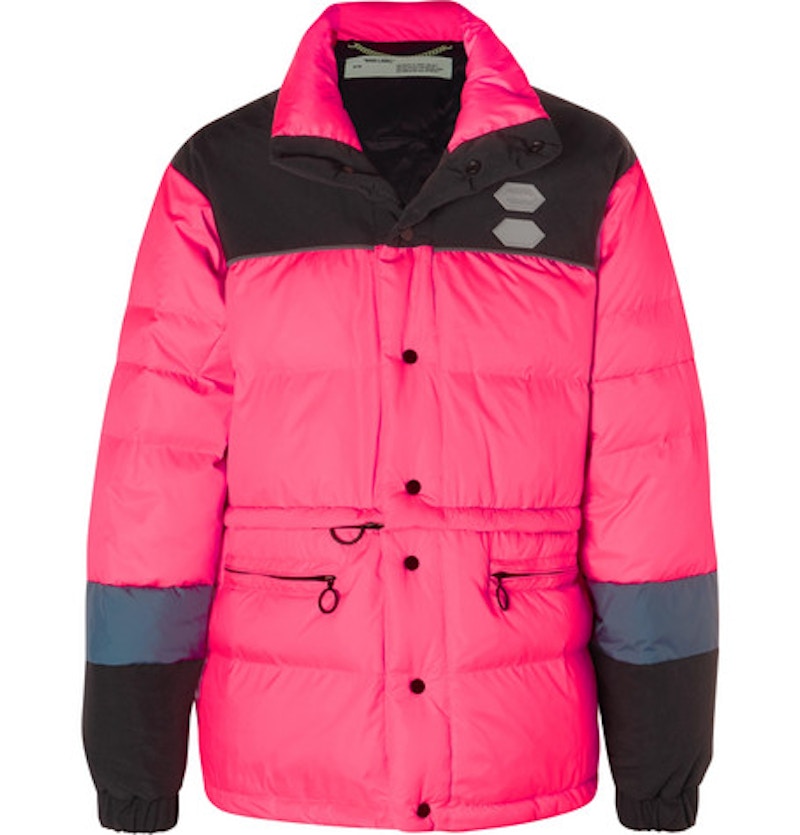 OFF-WHITE Colour Block Quilted Shell Down Jacket Pink/Black