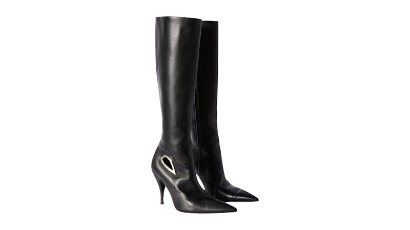 OFF-WHITE Crescent Knee High Leather Boots Black (Women's)