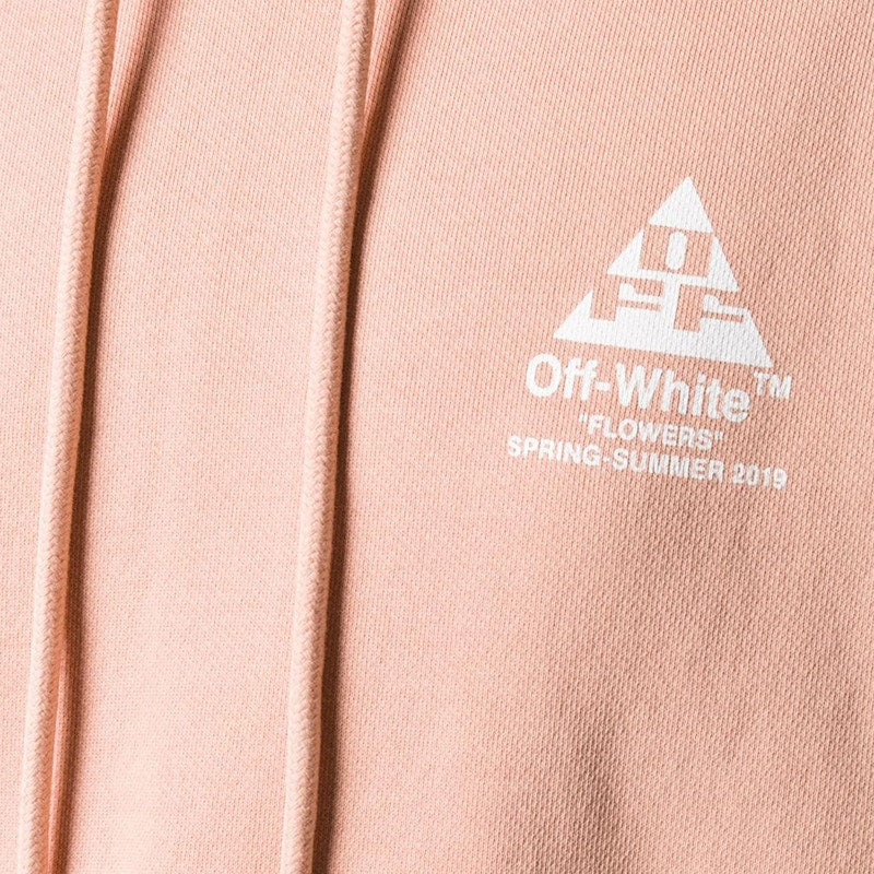 OFF-WHITE Cropped Cotton Arrows Print Hoodie Pink/White