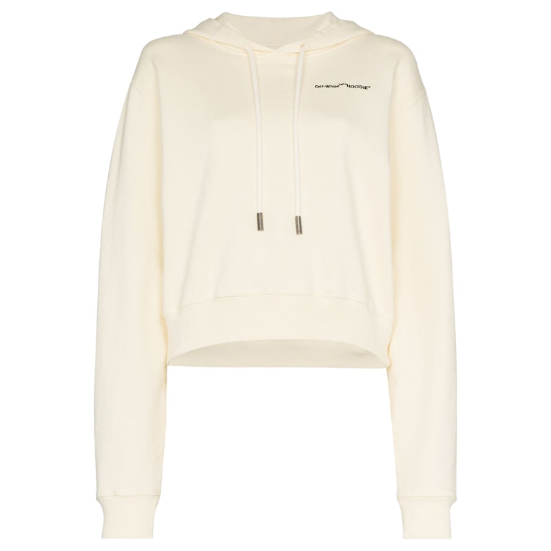 OFF-WHITE Cropped Embroidered Logo Hoodie Cream/Black