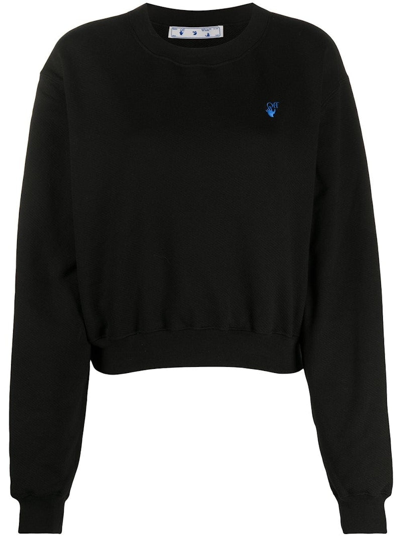 OFF-WHITE Cropped Embroidered Logo Sweatshirt Black/Blue
