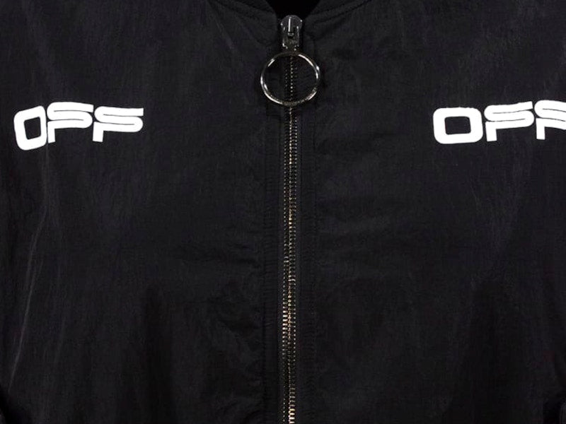 OFF-WHITE Cropped Varsity Bomber Jacket Black/White