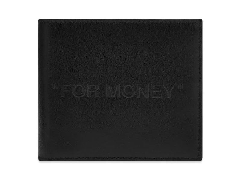 OFF-WHITE Debossed "For Money" Quote Bifold Wallet (8 Slot) Black