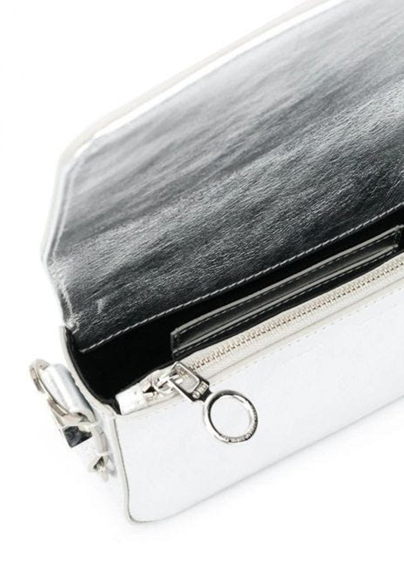 OFF-WHITE Diag FW20 Flap Bag Mini Silver