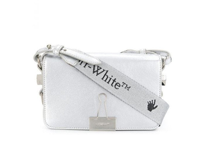 OFF-WHITE Diag FW20 Flap Bag Mini Silver