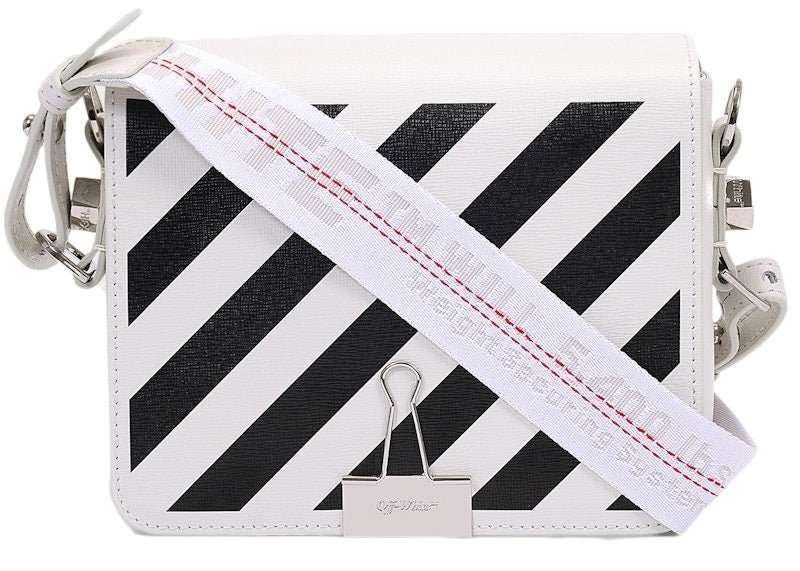 OFF-WHITE Diag Flap Bag Leather White