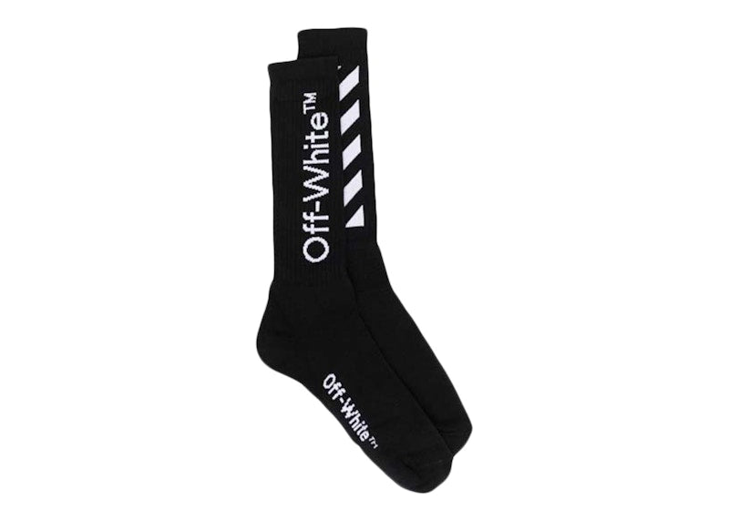 OFF-WHITE Diag Helvetica Long Socks Black/White