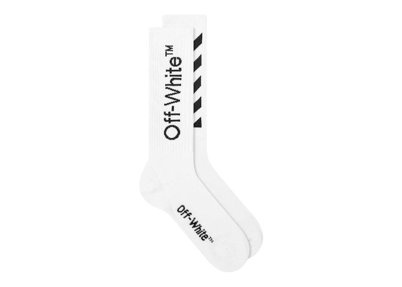 OFF-WHITE Diag Helvetica Long Socks White/Black