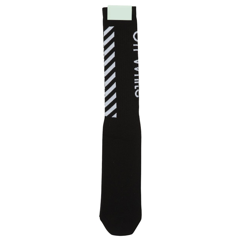 OFF-WHITE Diag Logo Intarsia Stretch Socks Black/White