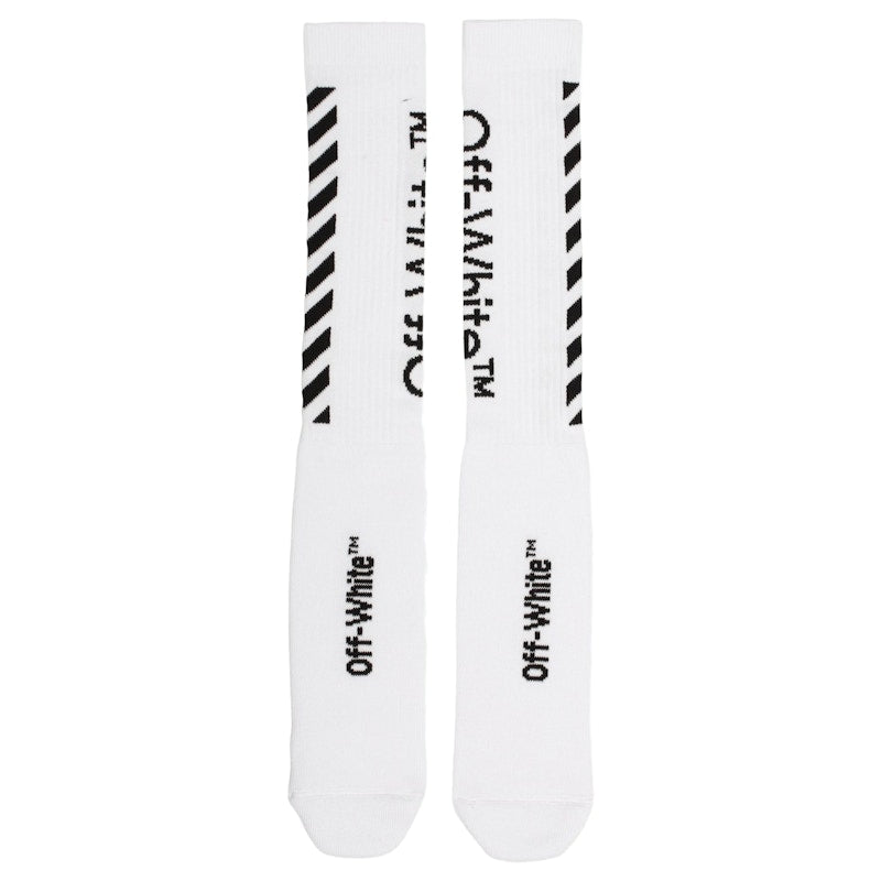 OFF-WHITE Diag Logo Intarsia Stretch Socks White/Black