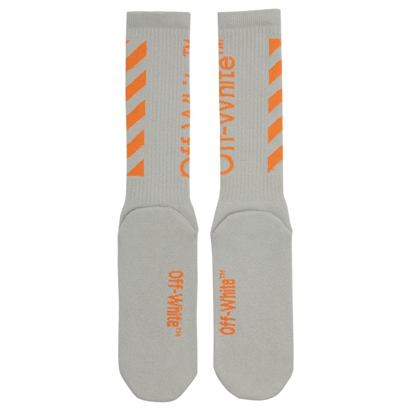 OFF-WHITE Diag Mid Socks Light Grey/Orange