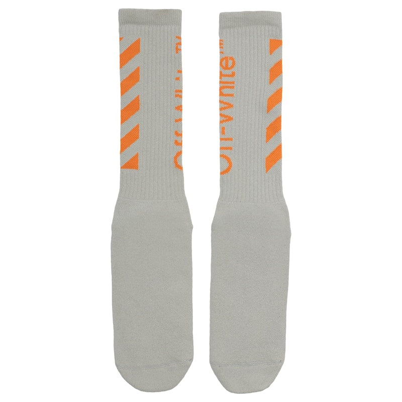 OFF-WHITE Diag Mid Socks Light Grey/Orange