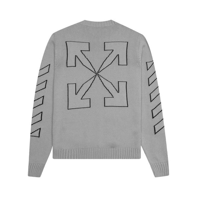 OFF-WHITE Diag Outline Arrow Knit Crewneck Grey