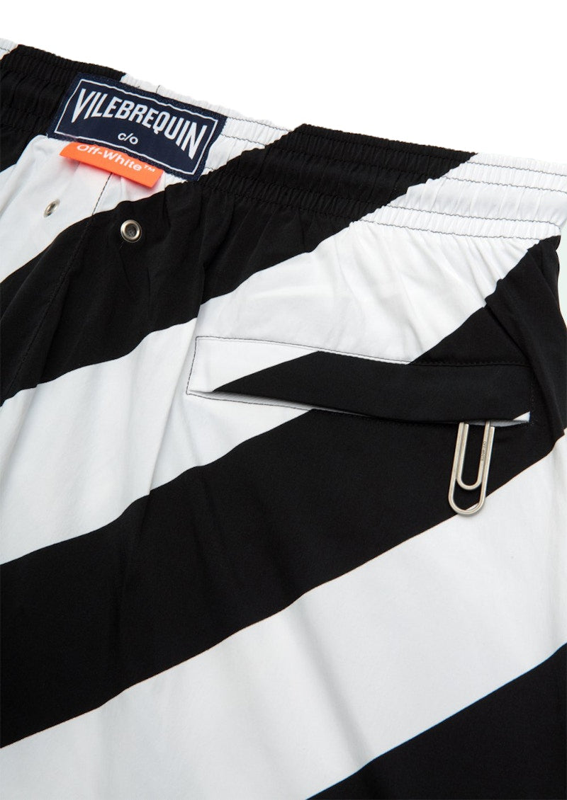 OFF-WHITE Diag Print Swim Shorts Black/White