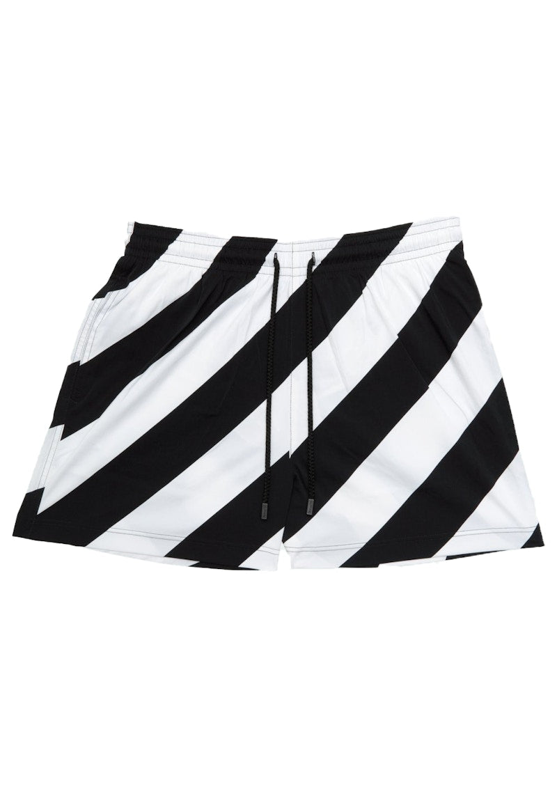 OFF-WHITE Diag Print Swim Shorts Black/White