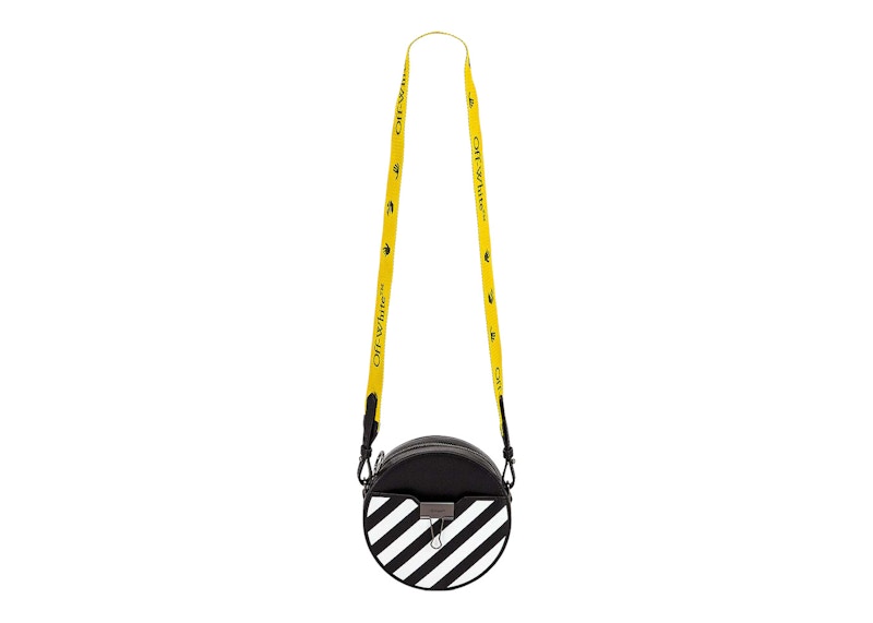 OFF-WHITE Diag Round Bag Black/White with Yellow Strap