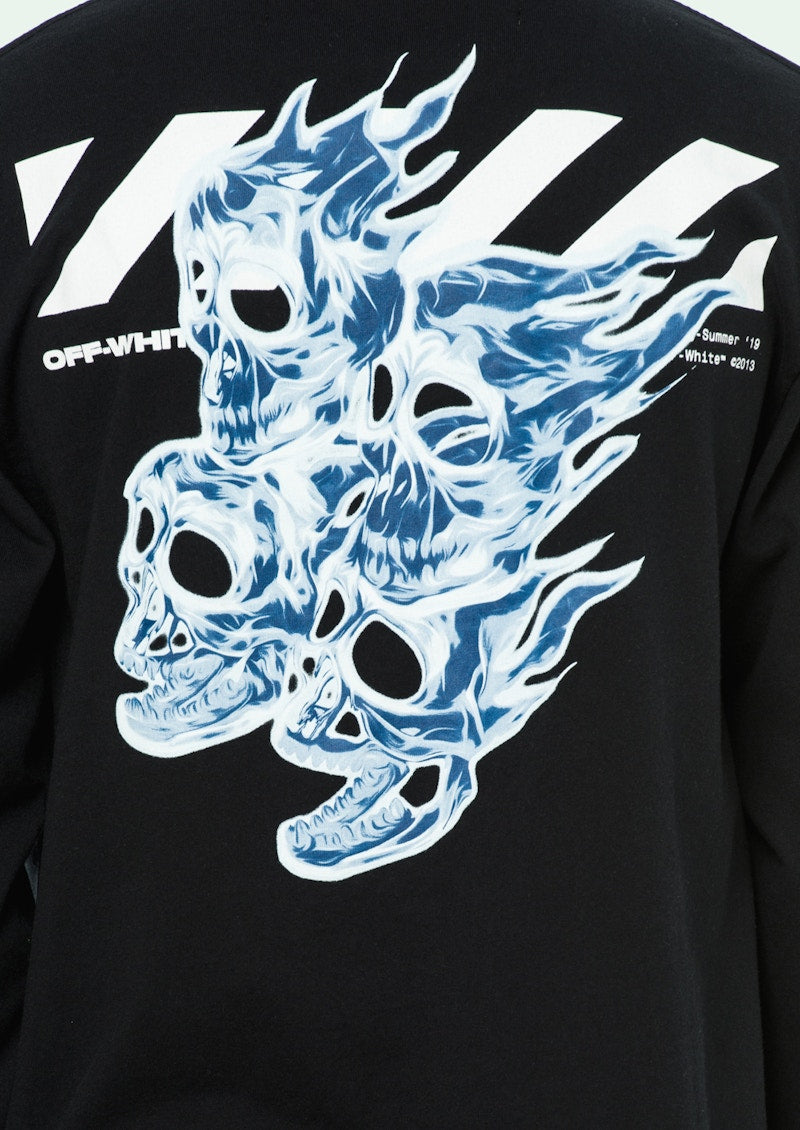 OFF-WHITE Diag Skulls Graphic Logo Print L/S T-shirt Black/White/Blue