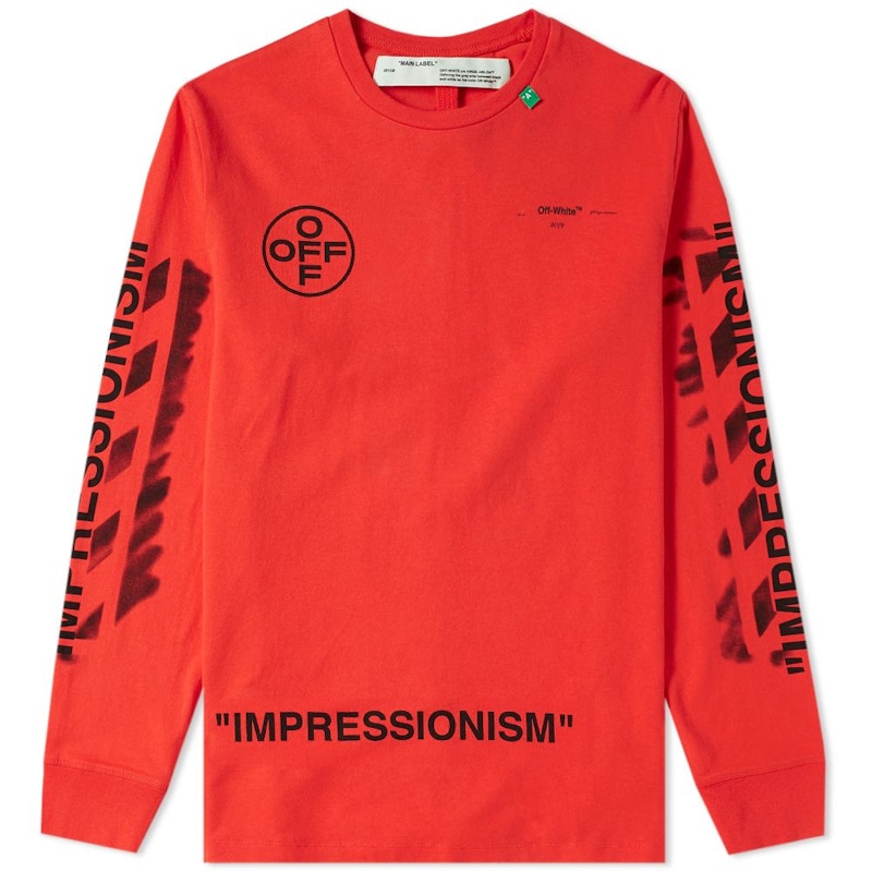 OFF-WHITE Diag Stencil L/S T-shirt Red/Black