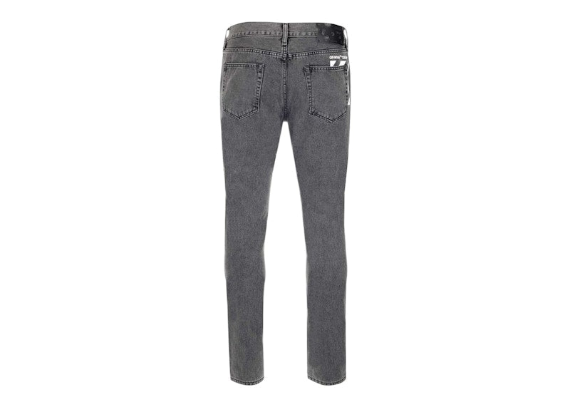 OFF-WHITE Diag-stripe Print Slim Fit Jeans Grey/White