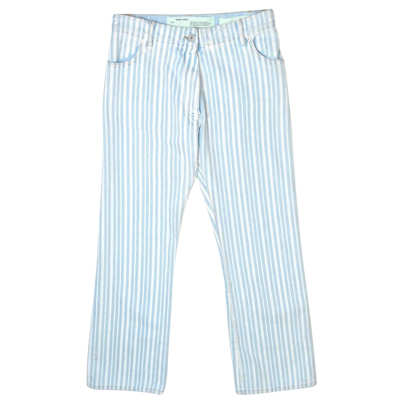 OFF-WHITE Diagonal Stripe Straight Fit Denim Jeans Blue/White