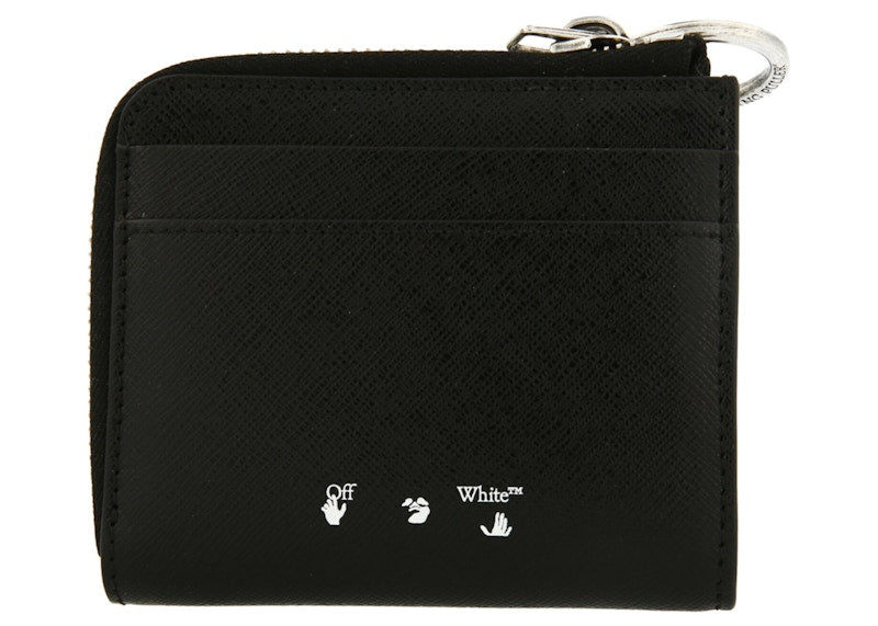 OFF-WHITE Diagonal Stripe Zip Wallet Black/White