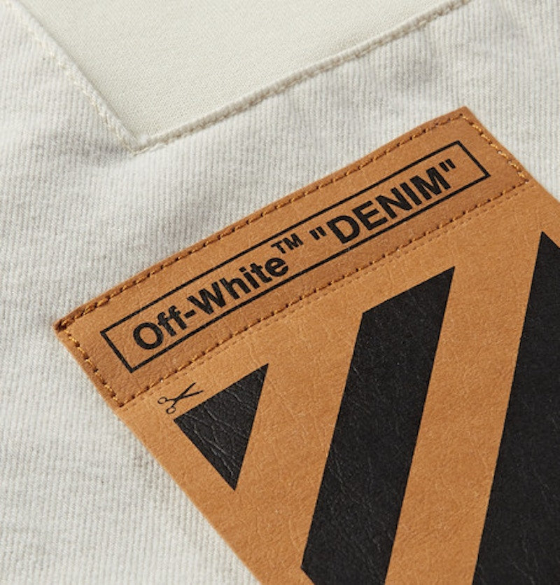 OFF-WHITE Distressed Logo Appliqued Denim Shorts Off-White/Black