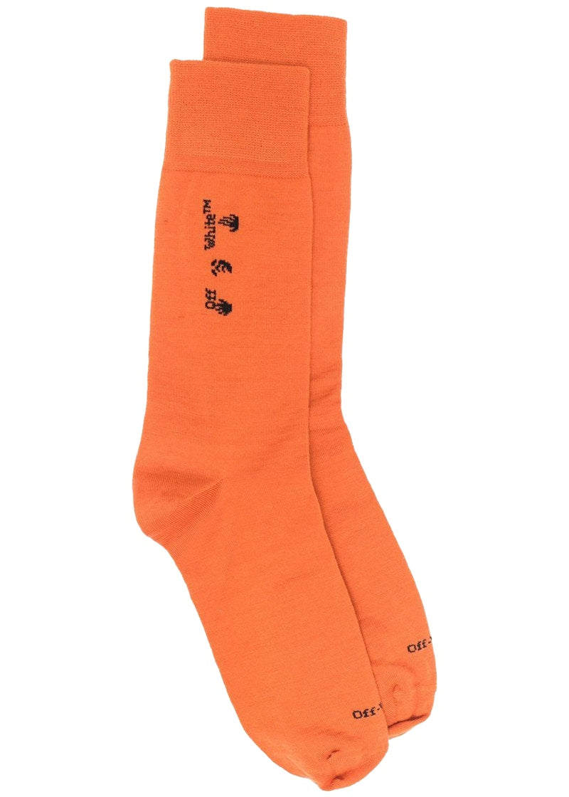 OFF-WHITE Drowning Man Logo Socks Orange Black