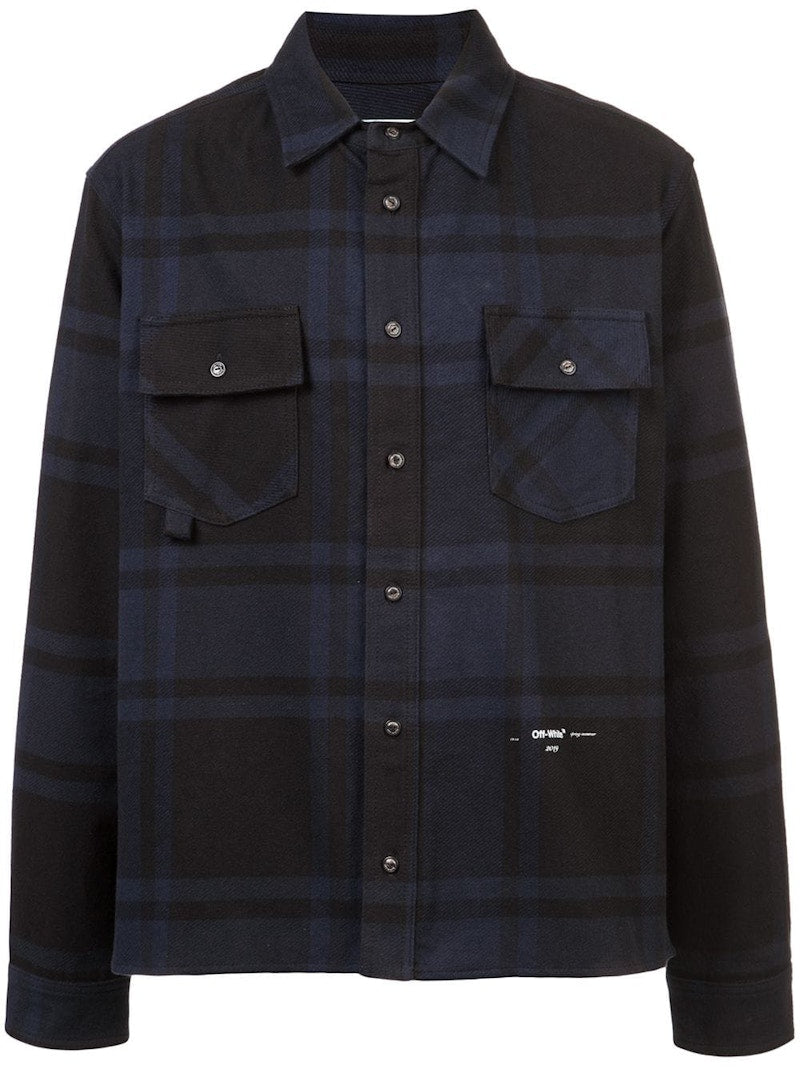 OFF-WHITE Embellished Checkered Flannel Shirt Blue/Black