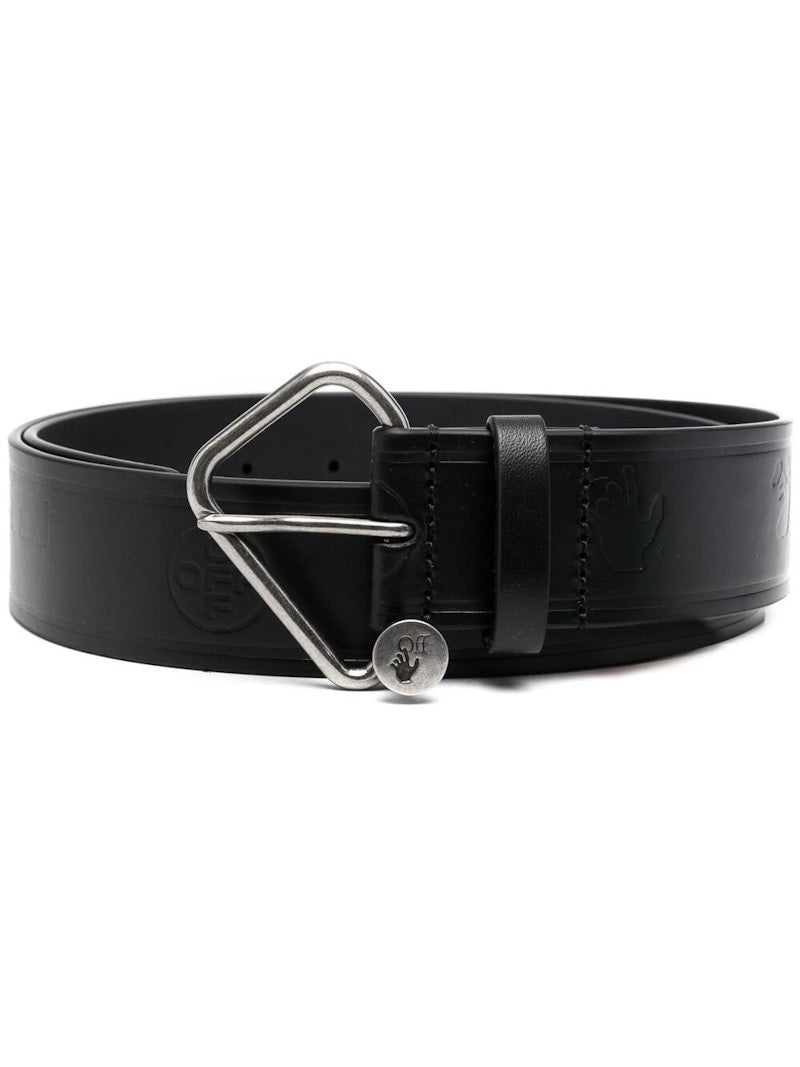 OFF-WHITE Embossed Leather Belt Black/Silver
