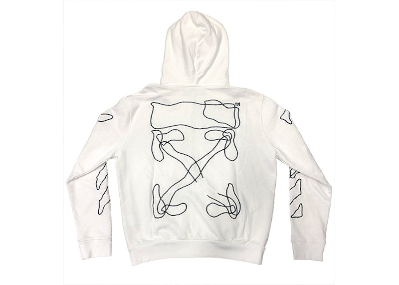 OFF-WHITE Embroidered Abstract Arrows Zip Hoodie White