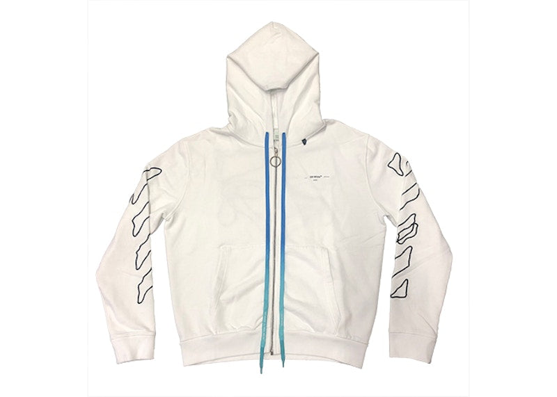 OFF-WHITE Embroidered Abstract Arrows Zip Hoodie White