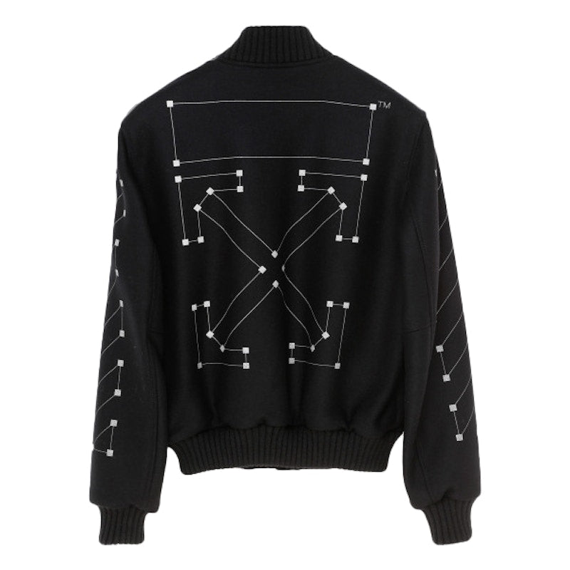 OFF-WHITE Embroidered Unfinished Arrows Varsity Jacket Black