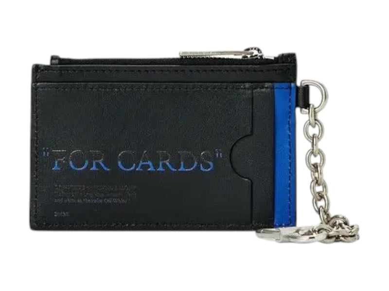 OFF-WHITE "FOR CARDS" Quote Bookish Key Ring Card Case Black/Blue