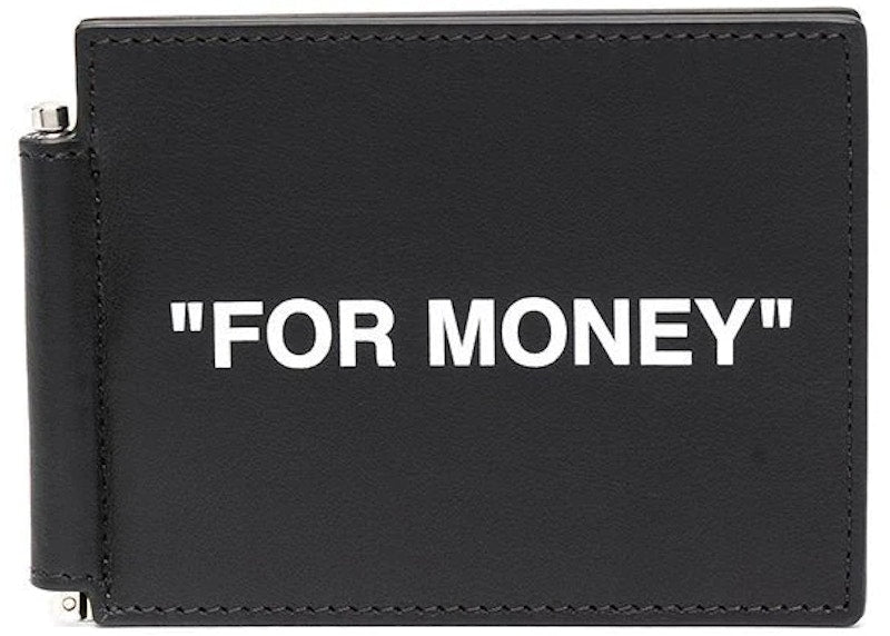 OFF-WHITE "FOR MONEY" Bill Clip Wallet Black