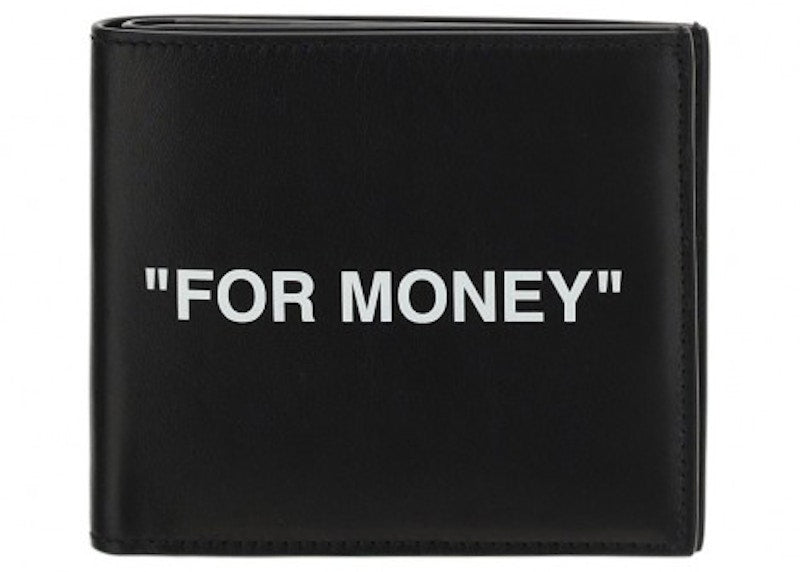 OFF-WHITE "FOR MONEY" Printed Bi-Fold Wallet (8 Card Slots) Black