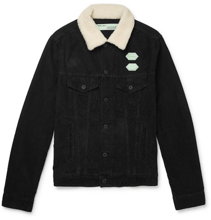 OFF-WHITE Faux Shearling Corduroy Jacket Black