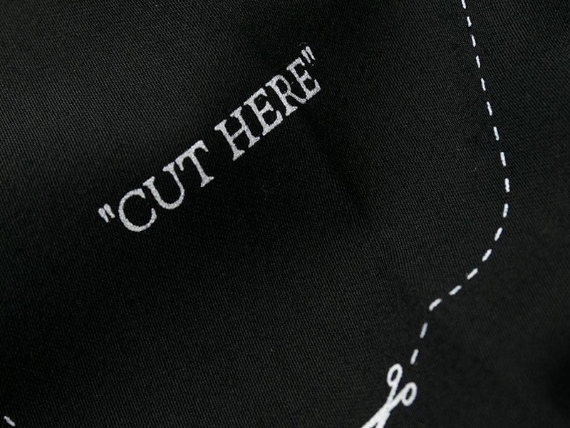 OFF-WHITE Flared Cut Here Print Pants Black/White